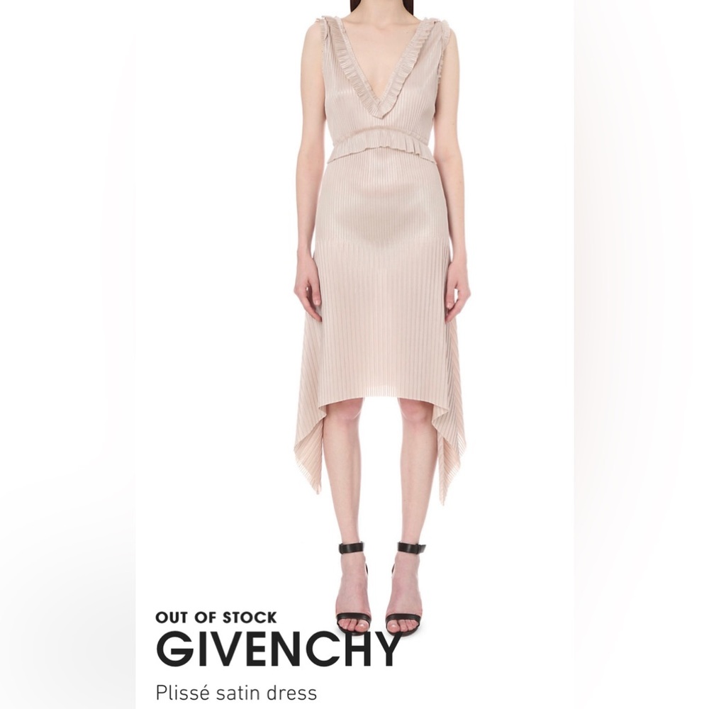 GIVENCHY Satin Plissé Dress NWT Size 2 Champagne - Blush $2200 *Holiday Magic*